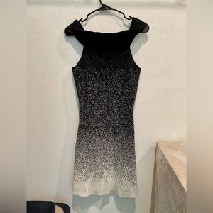 Black & White Ombré Knit Strapless Dress